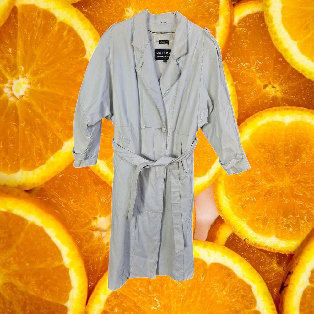 Wilsons Women’s White Thinsulate Thermal Insulated Leather‎ Trench Coat Size L